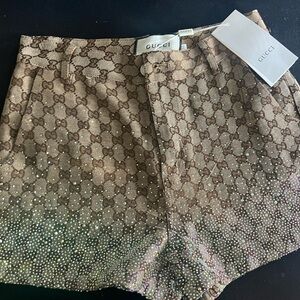 Gucci Tan and Gold High Waist Women's Shorts
